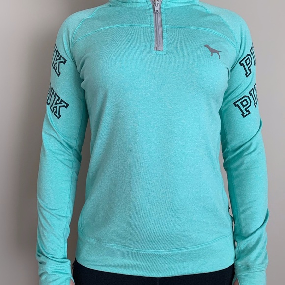 Green PINK Athletic Half Zip Sweater - Size Sm - Picture 1 of 2